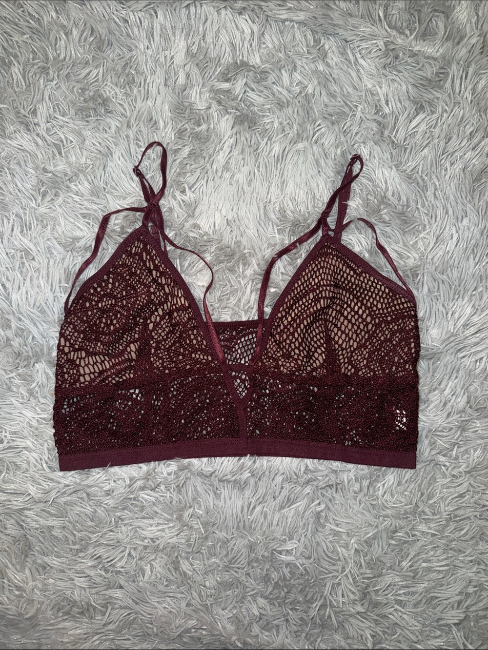 Nollie Burgundy Lace Bralette - Wireless Triangle